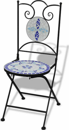 Outdoor Chair Metallic Bistro Blue / White 2pcs 37x44x89cm.