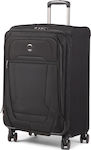 Delsey Helium Dlx Large Travel Suitcase Fabric Black with 4 Wheels Height 71cm