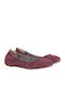 Damen Ballerinas Mit Wildleder Schlange Wildleder Burgundisch