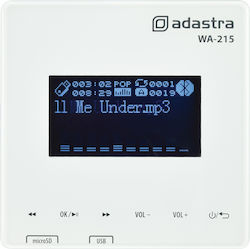 Adastra WA-215 Πρίζα Ενισχυτής με Πλαίσιο Επιτοίχια Media Player/Bluetooth/FM σε Λευκό χρώμα 11046