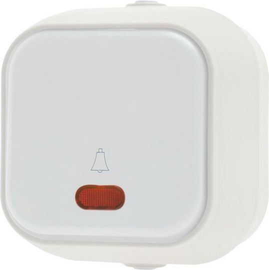 Geyer Complete Wall Push Bell Button with Frame IP54 White H2-B113M-W
