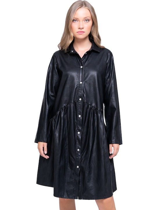 Staff Montana Mini All Day Φόρεμα Δερμάτινο Μαύρο