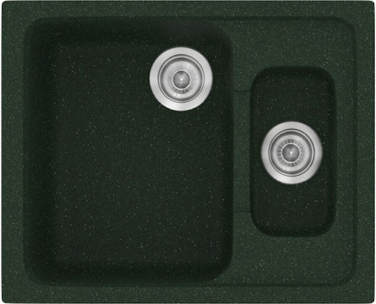 Sanitec Classic Drop-In Kitchen Sink made of Liquid Granite M62xP51cm Granite Green