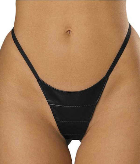Allure Lingerie AL2-109 Кожен G-стринг Бельо Черен