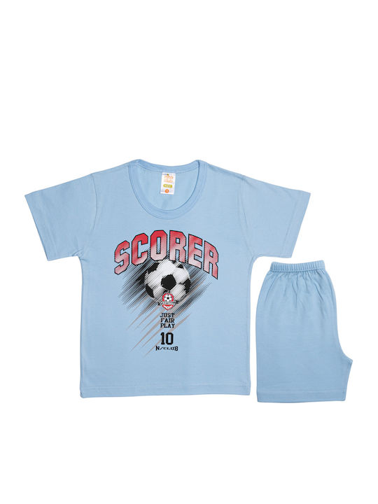 Nina Club Scorer Set Top & Bottom Kids Summer Pyjamas Light Blue