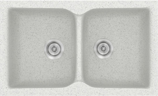 Sanitec Classic Undermount Sink Synthetic Granite W81xD50cm Granite White