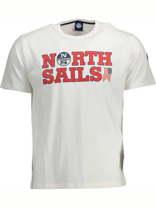 North Sails T-shirt Bărbătesc cu Mânecă Scurtă Alb 902346-0101