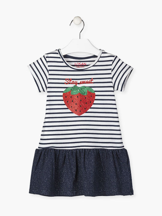 Losan Kids Dress Striped Short Sleeve Blue