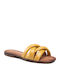 Leather Women's Flat Sandals in Yellow Color