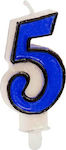 Κεράκι Γενεθλίων Νούμερο 5 Μπλε