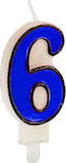 Κεράκι Γενεθλίων Νούμερο 6 Μπλε