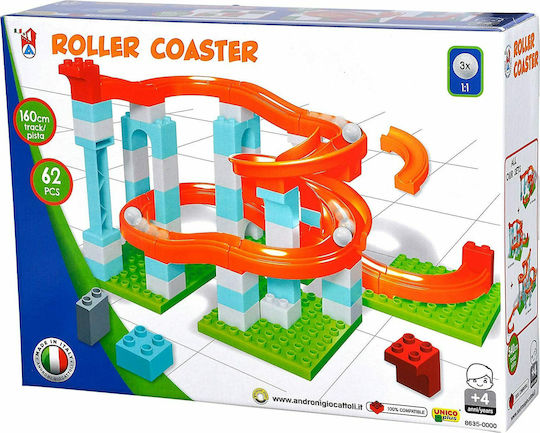 Androni Giocattoli Building Blocks Construction Track with Balls Roller Coaster for 4+ Years 62 Pieces
