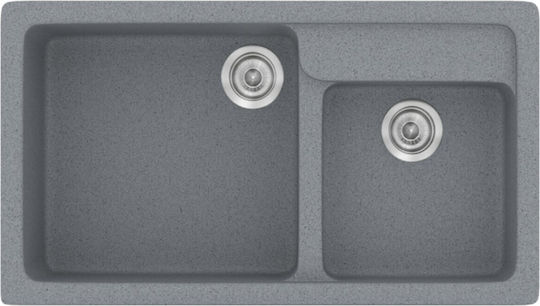 Sanitec Classic Drop-In Spüle Links aus Verbundgranulat B90xT51cm Metallic Silver