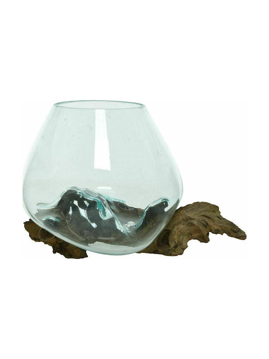 Kaemingk Decorative Vase σε Ξύλινη Βάση Transparent 20x20x20cm