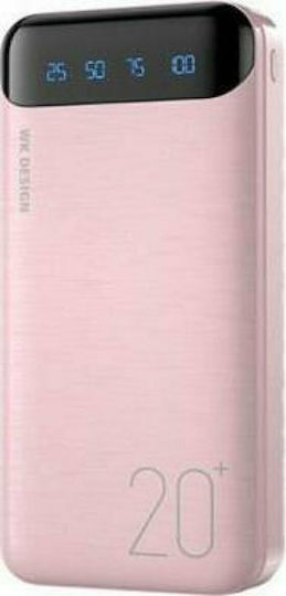 WK WP-163 Power Bank 20000mAh cu 2 Porturi USB-A Roz