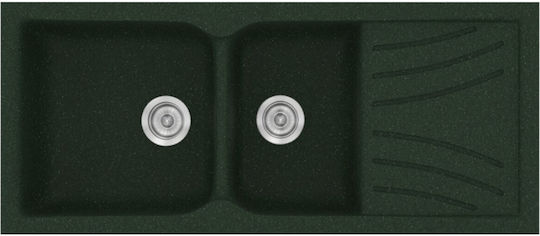 Sanitec Classic Drop-In Spüle Links aus Verbundgranulat B115xT50cm Granite Green