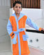 Kids Bathrobe Marwa Blue-Orange with Hood