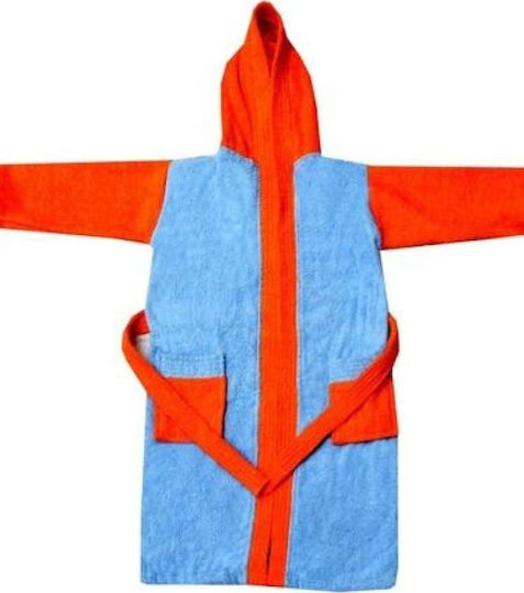 Kids Hooded Bathrobe Orange-Silver