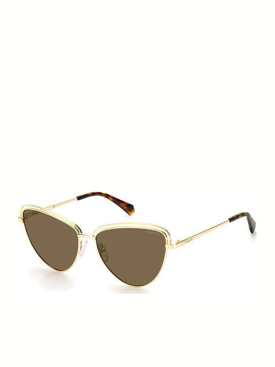Polaroid Damen Sonnenbrille mit Gold Metall Gestell und Braun Polarisiert Linse PLD4094/S J5G/SP