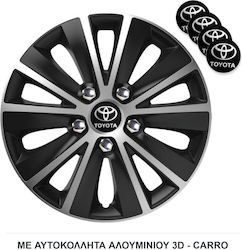 Versaco Rapide NC Τάσια 15" με Σήμα Toyota Ασημί 4τμχ
