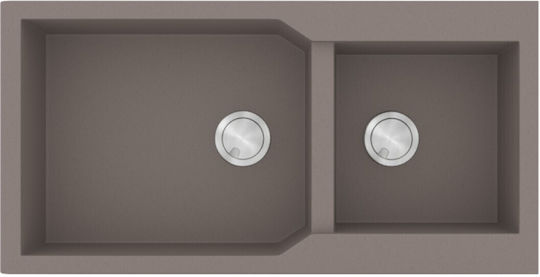 Sanitec Ultra Granite Drop-In Kitchen Sink Made of Liquid Granite L98xW50cm Sienna