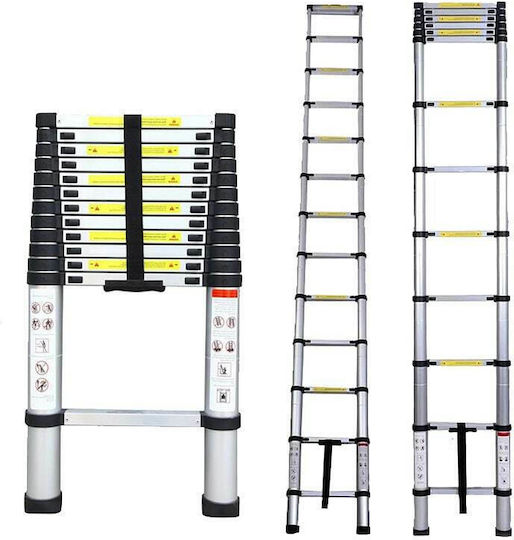 Inox Kiss Telescopic Ladder Aluminum 13 of Steps with Maximum Height 4.1m