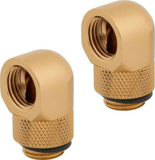 Corsair Hydro X Series 90° Rotary Adapter Twin Pack Fittings Χρυσό
