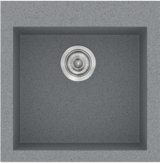Sanitec Classic Drop-In Spüle aus Verbundgranulat B50xT50cm Metallic Silver