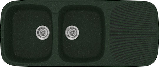 Sanitec Classic Drop-In Spüle aus Verbundgranulat B116xT50cm Granite Green