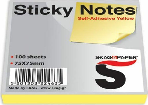Skag Sticky Note Pads in Cube 100 Sheets Yellow 7.5x7.5pcs Sticky Notes
