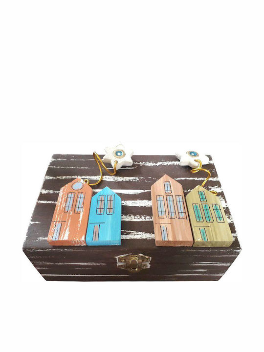 Kapadakis Wood Art Wooden Multicolour Jewellery Box 18x18x12cm