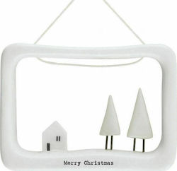 Synchronia Christmas Ceramic Sign Figure White 9x7x7cm