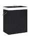 vidaXL Laundry Basket Bamboo Folding with Cap 52x32x62.5cm Black