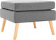 Stool Footstool Upholstered with Fabric Light grey 54x54x43.5cm