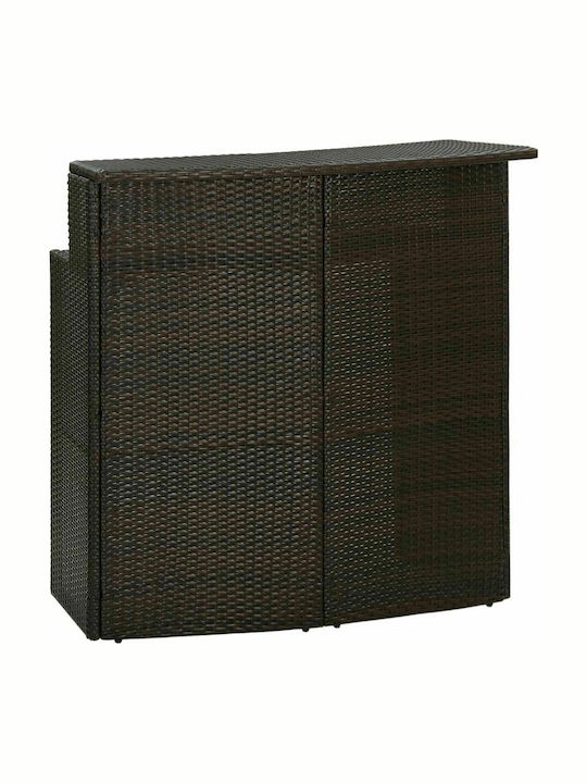 Outdoor Bar Free Standing Rattan Table Brown 120x55x110cm