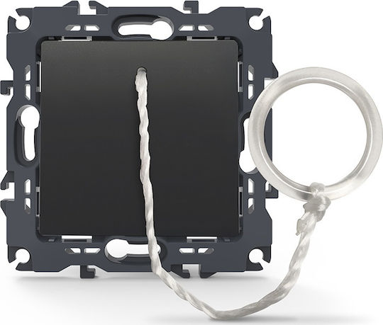 Aca Prime Front Plate Wall Push Cord Button without Frame Τραβηχτό με Κλιπ Black 1000112405