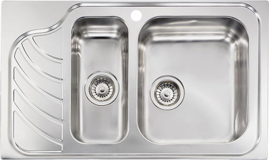 Sanitec Eureka Drop-In Küchenspüle Rechts Inox Satinierte M86xB51cm Silber