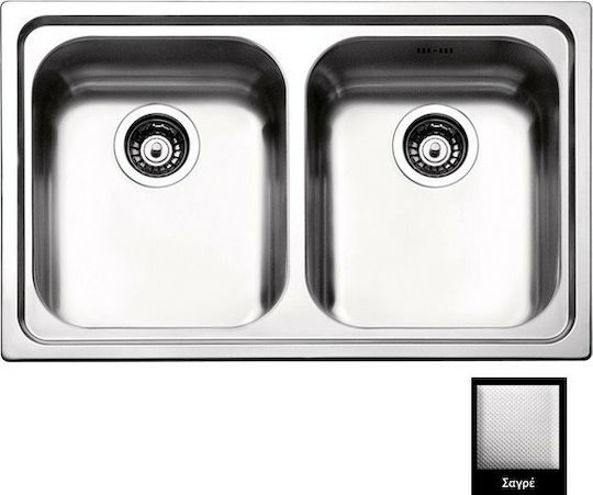 Apell Venezia 8380 Ένθετος Νεροχύτης Inox Σαγρέ Μ79xΠ50cm Ασημί