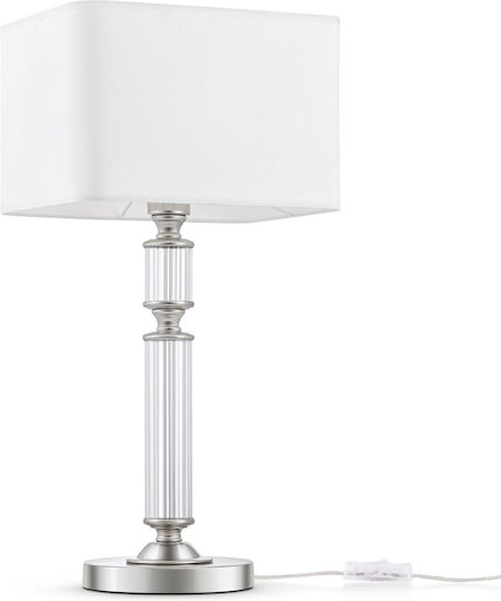 Maytoni Ontario Metal Table Lamp for E27 Bulb with White Shade and Silver Base