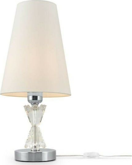 Maytoni Florero Metal Table Lamp for E27 Bulb with White Shade and Silver Base