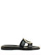 Sante Leather Women's Flat Sandals in Black Color