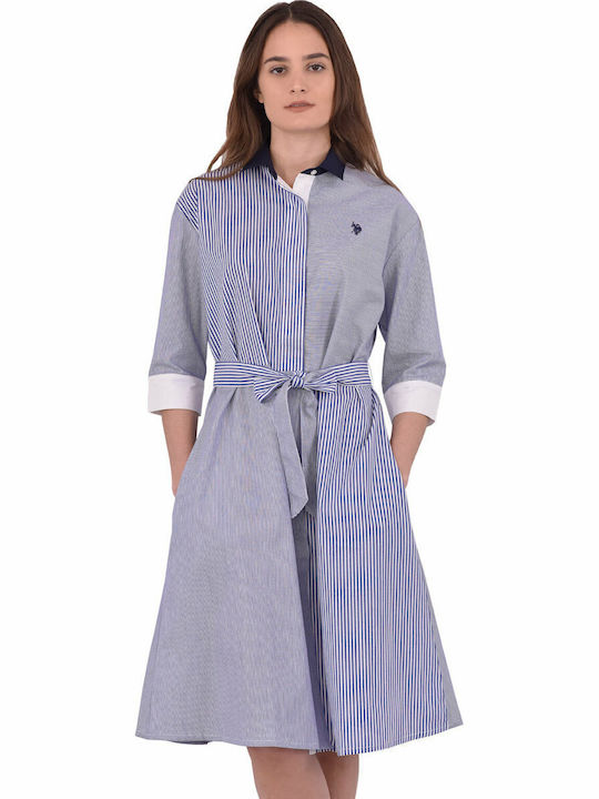 Ella Summer Midi Shirt Dress Blue