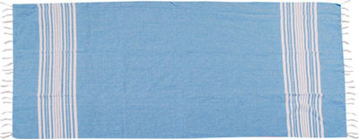 Greecing Pestemal Beach Towel Light Blue with Fringes 180x90cm.