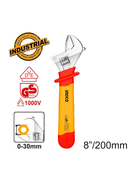 Ingco French Wrench with Adjustable Opening 24mm and Anti-Slip Handle 200mm