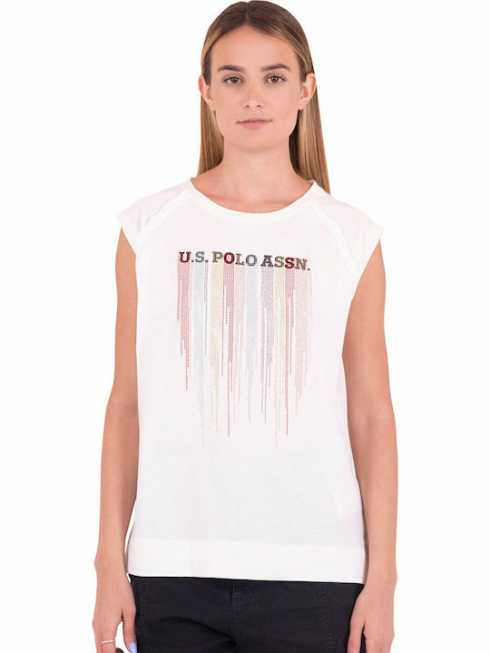 Nikki Crystal Women's Athletic Blouse Sleeveless White