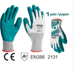 Total Gloves for Work Green Latex/Polyester Enhanced