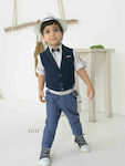 Bonito Boys Baptism Suit with Vest 21111 5pcs Blue