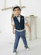 Bonito Baby Boys Baptism Suit with Vest 21111 5pcs Blue