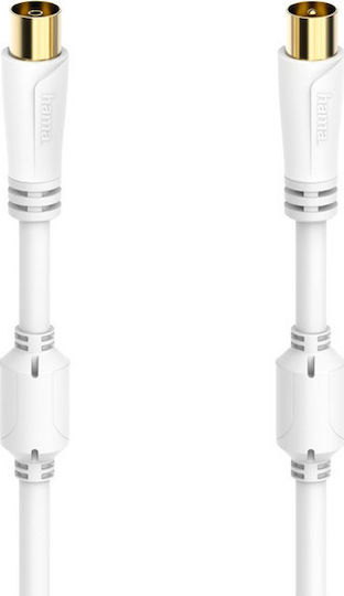 HAMA Кабел за антена Коаксиален мъжки - Коаксиална женска Бял 0.5м (00205248) 1бр