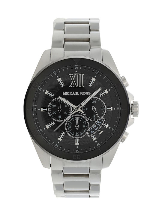 Michael Kors Brecken Men's Watch 45mm Chronograph Battery with Silver Metal Bracelet
